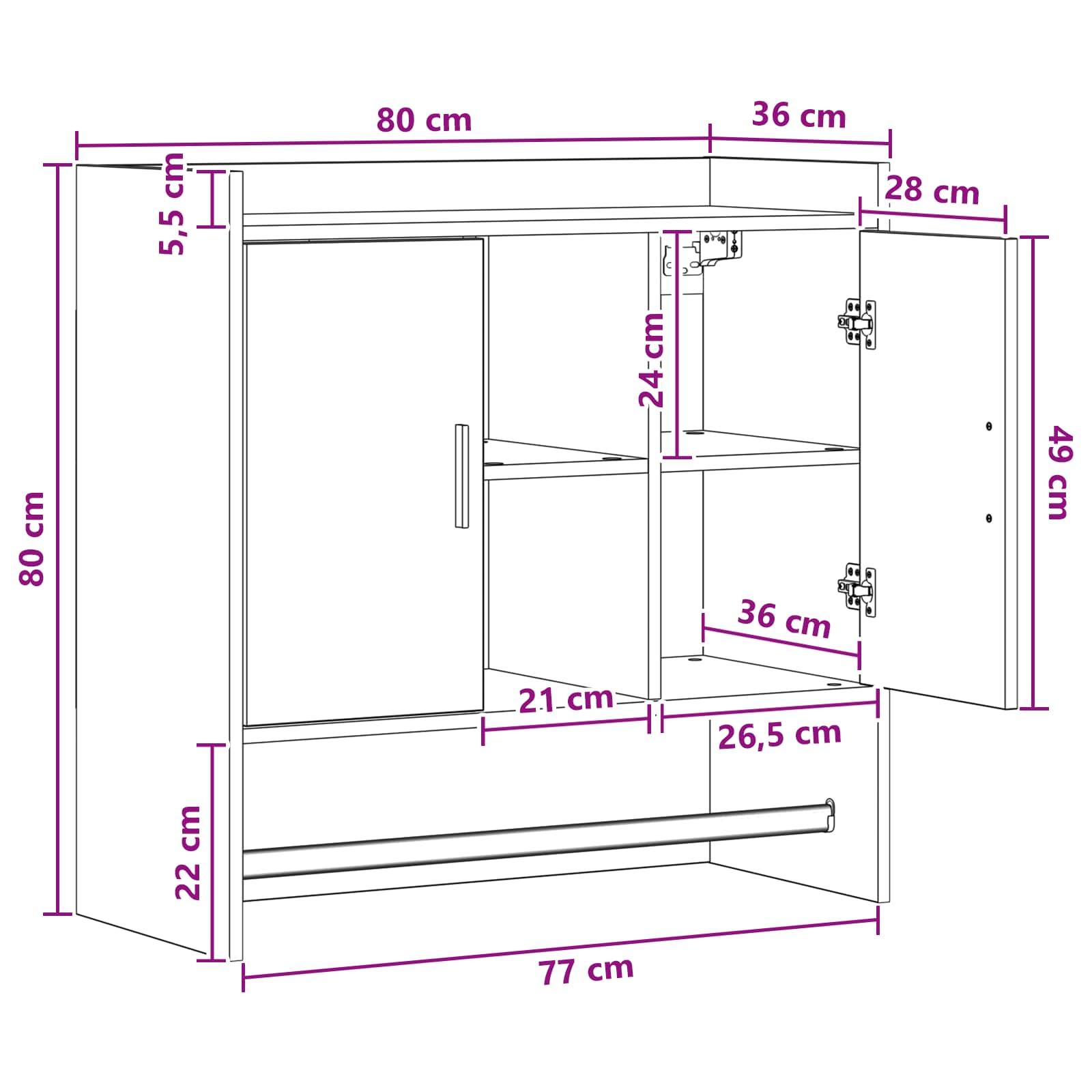 Wandregal Wandhalterung Sonoma-Eiche 80 x 36 x 80 cm