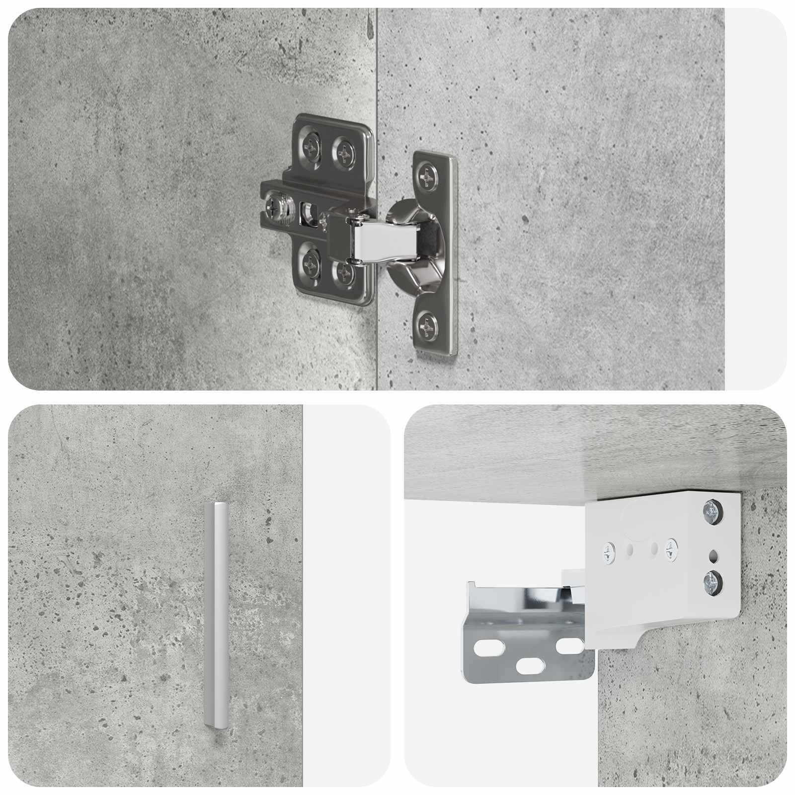 Wandregal Wandhalterung Betongrau 80 x 36 x 80 cm Holzwerkstoff