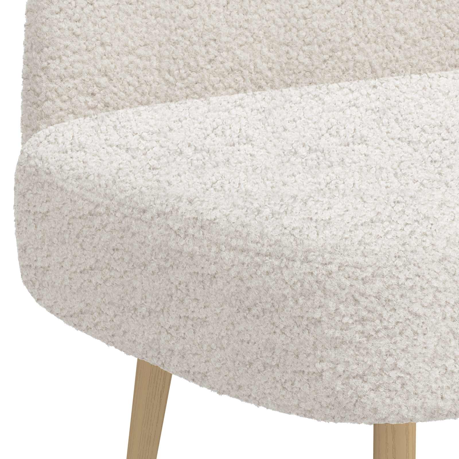 Gepolsterte Bank mit Rückenlehne Creme 110 x 60 x 76 cm Bouclé