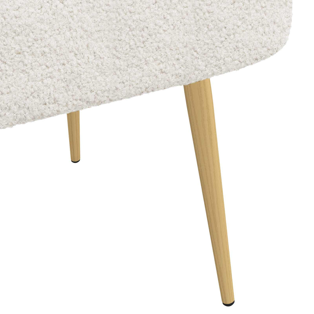 Gepolsterte Bank mit Rückenlehne Creme 110 x 60 x 76 cm Bouclé