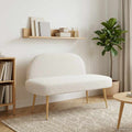 Gepolsterte Bank mit Rückenlehne Creme 110 x 60 x 76 cm Bouclé