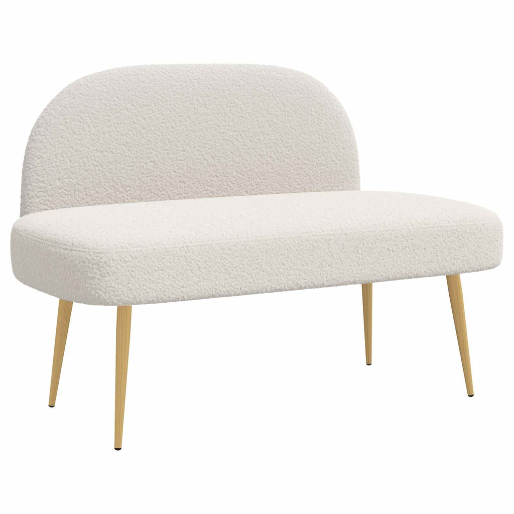 Gepolsterte Bank mit Rückenlehne Creme 110 x 60 x 76 cm Bouclé