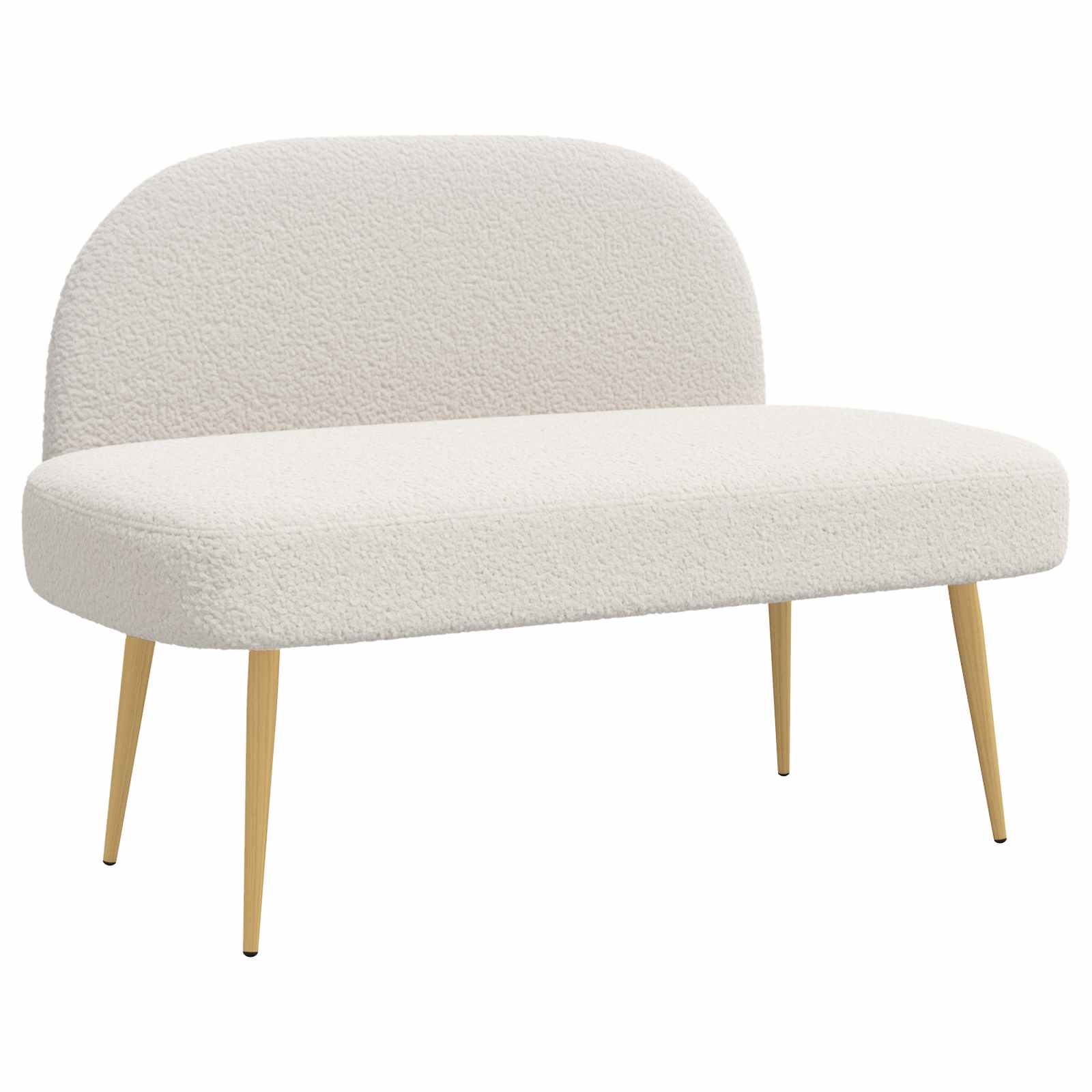 Gepolsterte Bank mit Rückenlehne Creme 110 x 60 x 76 cm Bouclé