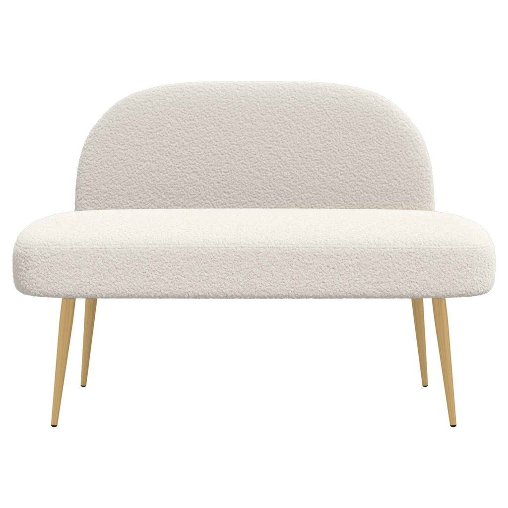 Gepolsterte Bank mit Rückenlehne Creme 110 x 60 x 76 cm Bouclé