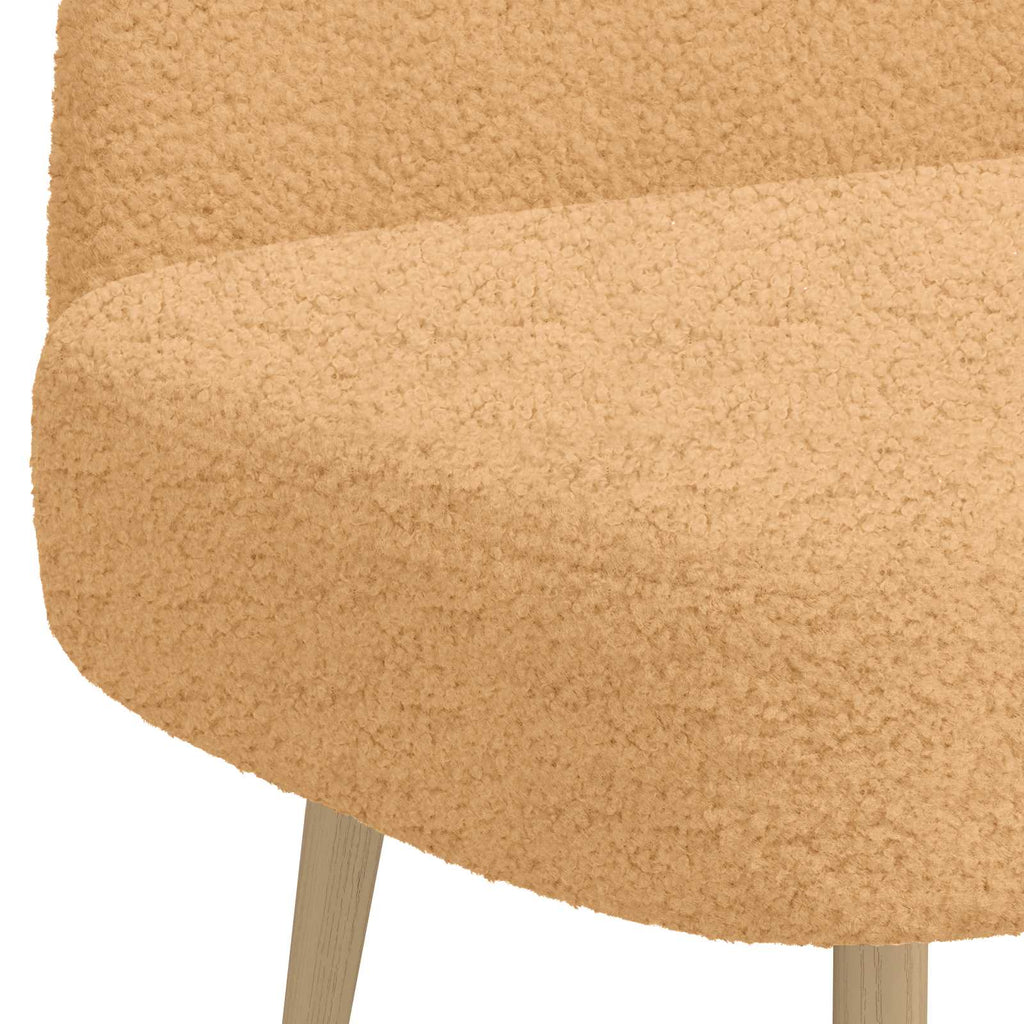 Gepolsterte Bank mit Rückenlehne Beige 110 x 60 x 76 cm Bouclé