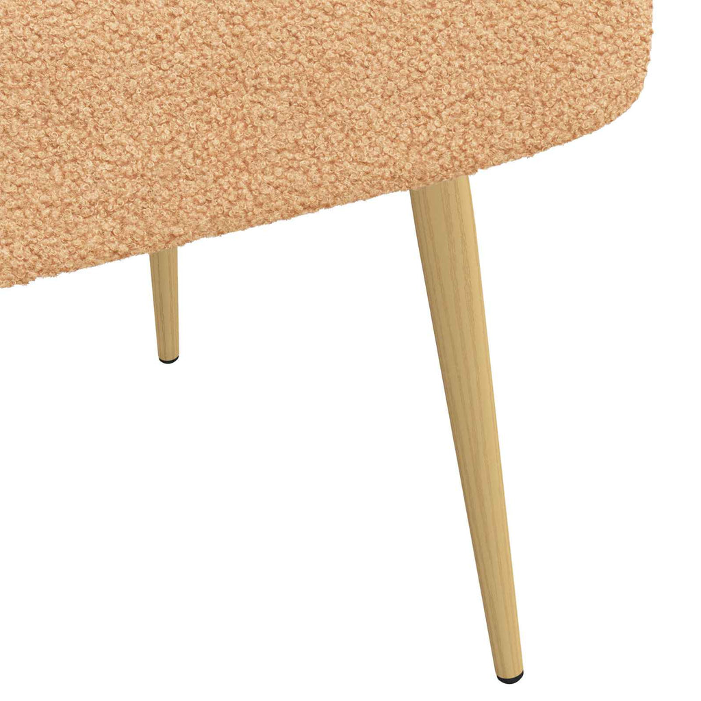 Gepolsterte Bank mit Rückenlehne Beige 110 x 60 x 76 cm Bouclé
