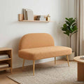 Gepolsterte Bank mit Rückenlehne Beige 110 x 60 x 76 cm Bouclé