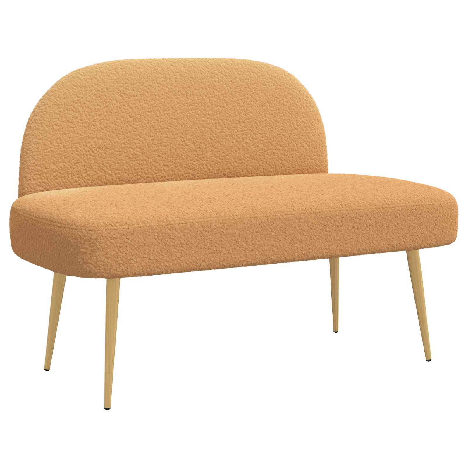 Gepolsterte Bank mit Rückenlehne Beige 110 x 60 x 76 cm Bouclé