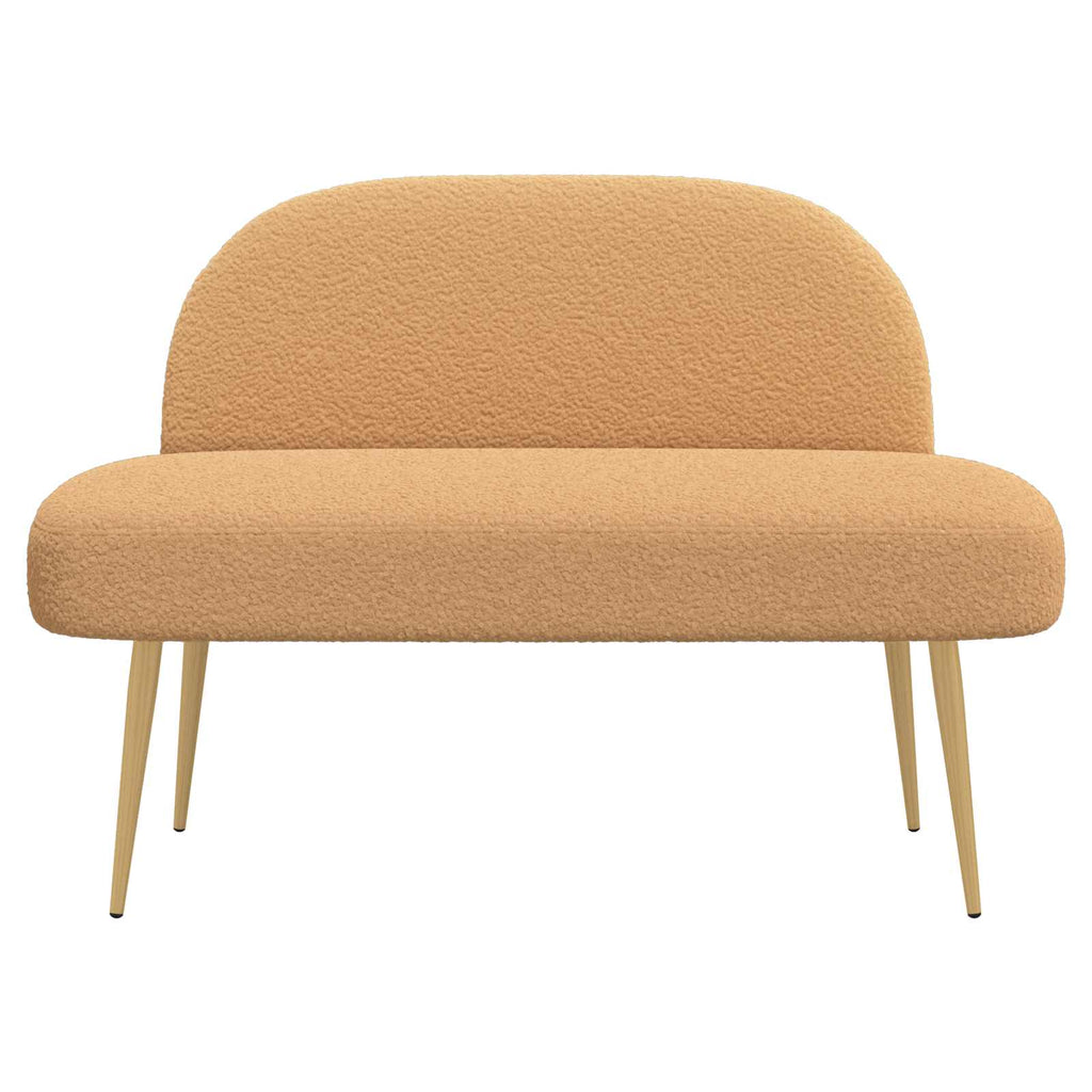 Gepolsterte Bank mit Rückenlehne Beige 110 x 60 x 76 cm Bouclé