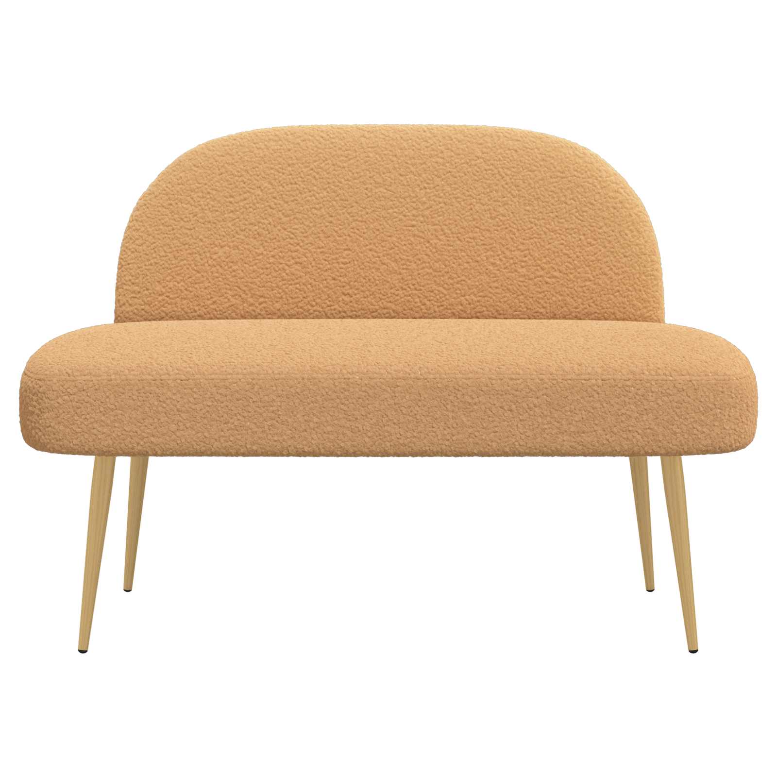 Gepolsterte Bank mit Rückenlehne Beige 110 x 60 x 76 cm Bouclé