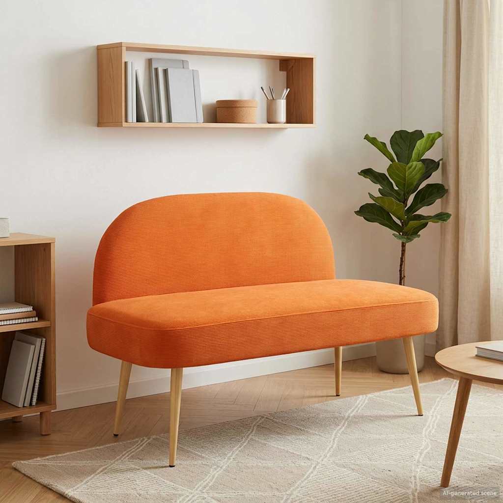 Gepolsterte Bank mit Rückenlehne Orange 110 x 60 x 76 cm