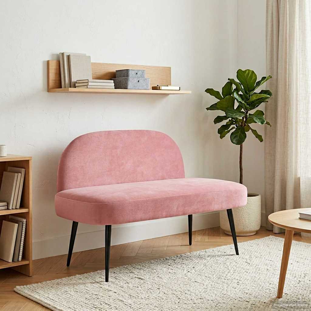 Gepolsterte Bank mit Rückenlehne Rosa 110 x 60 x 76 cm Samt