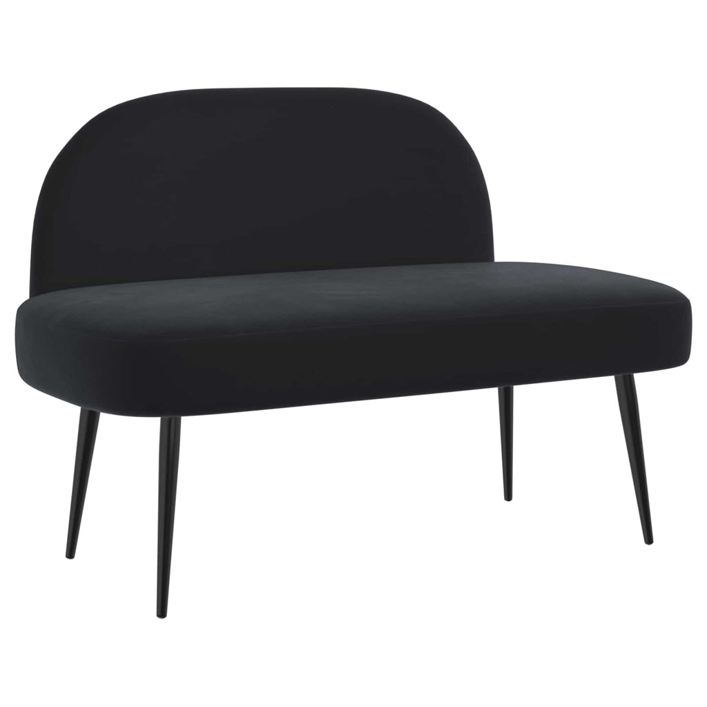 Gepolsterte Bank mit Rückenlehne Schwarz 110 x 60 x 76 cm Samt
