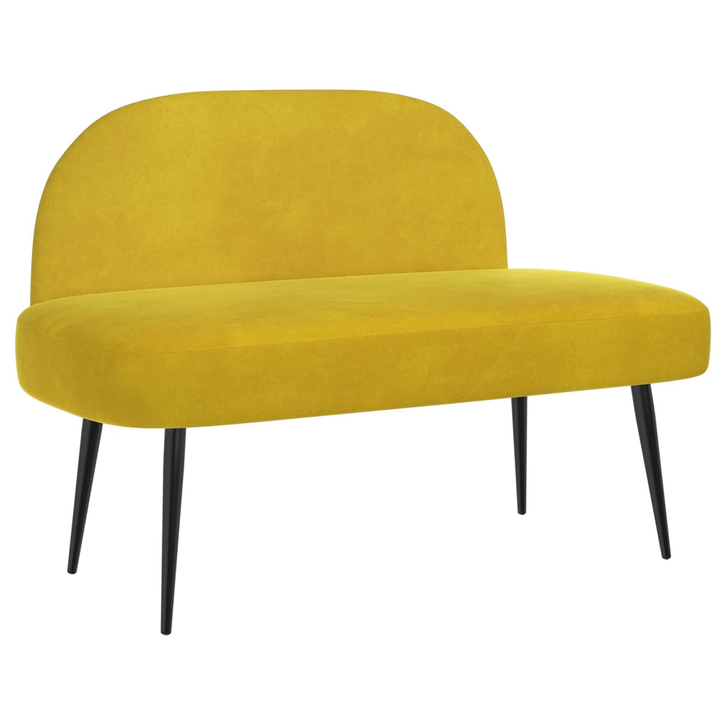Gepolsterte Bank mit Rückenlehne Gelb 110 x 60 x 76 cm Samt