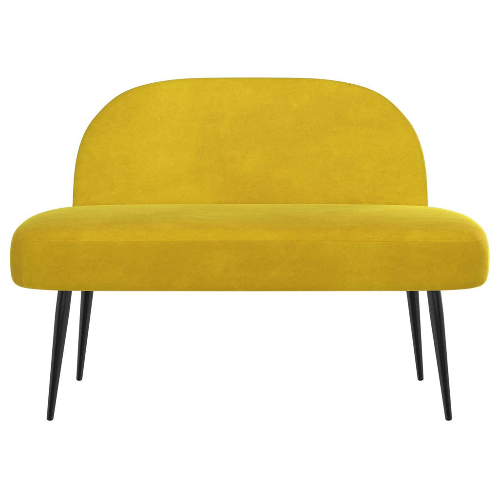 Gepolsterte Bank mit Rückenlehne Gelb 110 x 60 x 76 cm Samt