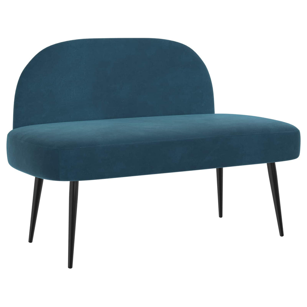 Gepolsterte Bank mit Rückenlehne Blau 110 x 60 x 76 cm Samt