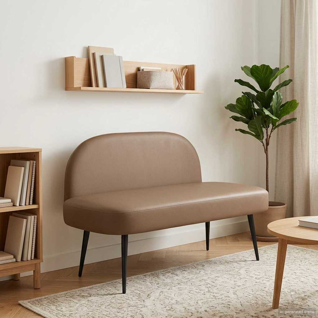 Gepolsterte Bank mit Rückenlehne Cappuccino 110 x 60 x 76 cm