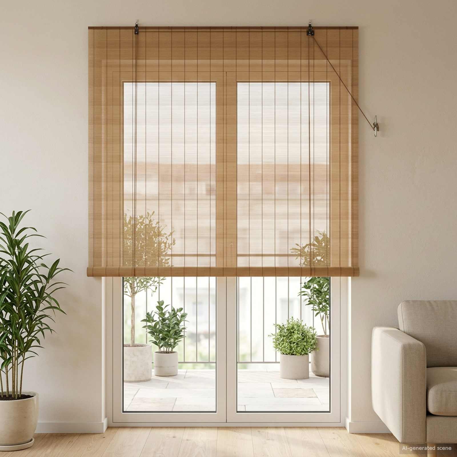 Rollo Braun 130 x 220 cm Bambus