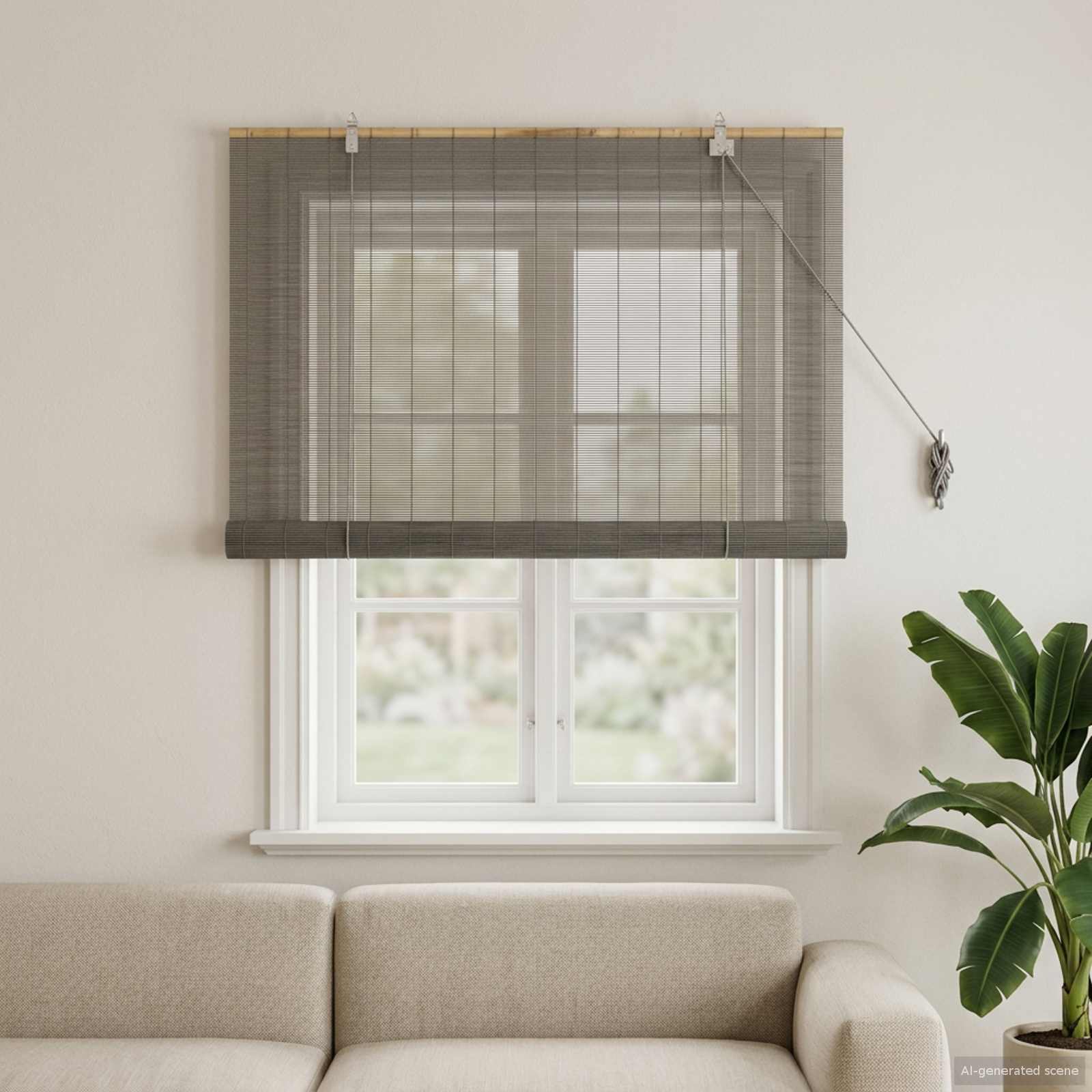 Rollo Grau 90 x 160 cm Bambus
