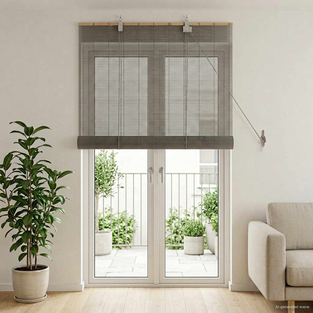 Rollo Grau 90 x 220 cm Bambus