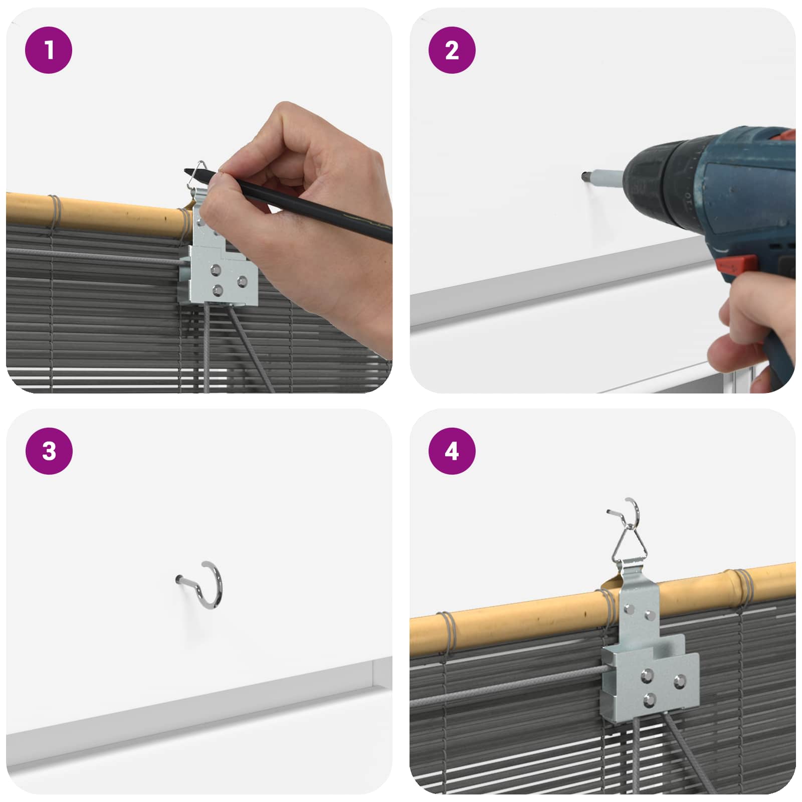Rollo Grau 160 x 160 cm Bambus