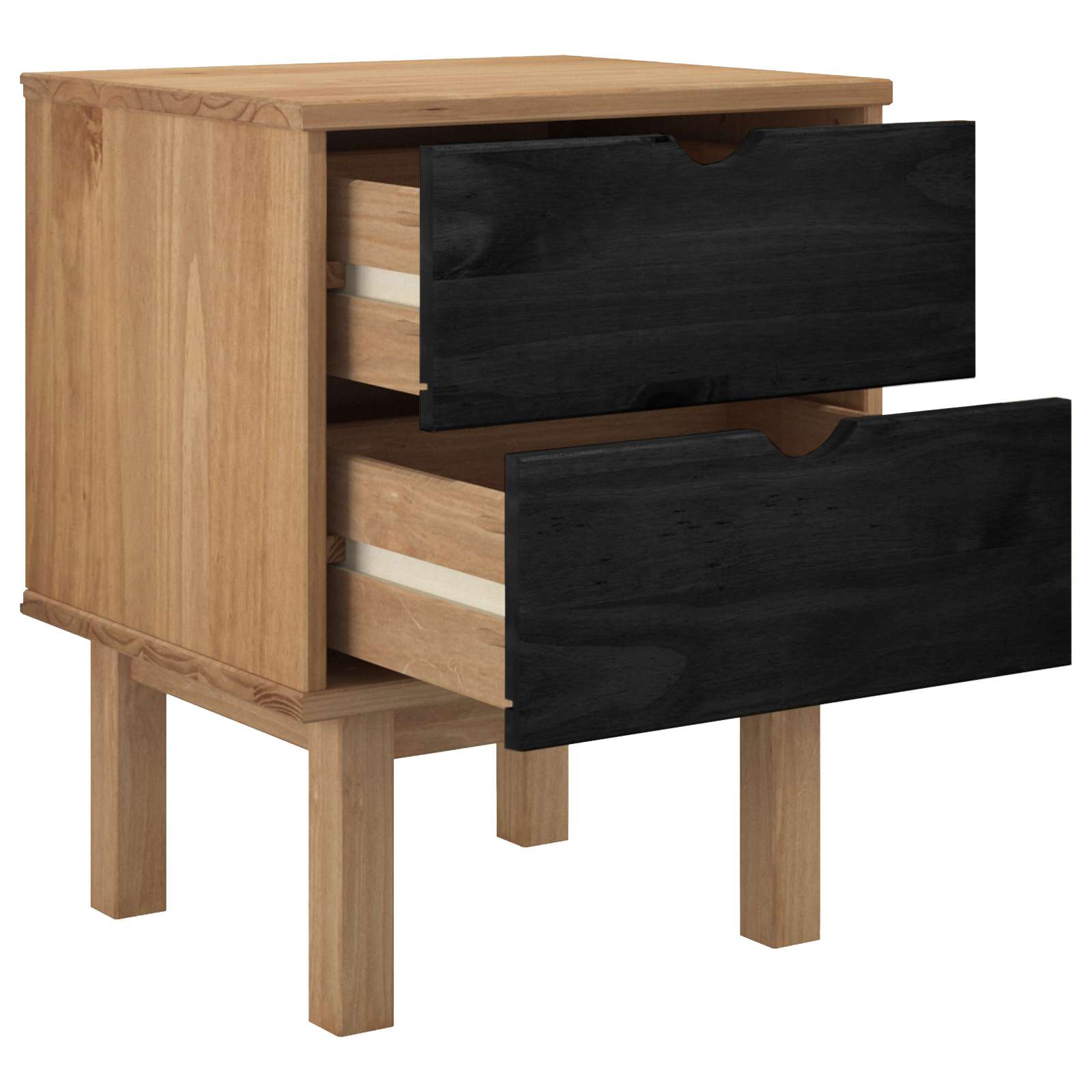 Nachttisch OTTA Schwarz 45 x 39 x 57 cm Massives Kiefernholz