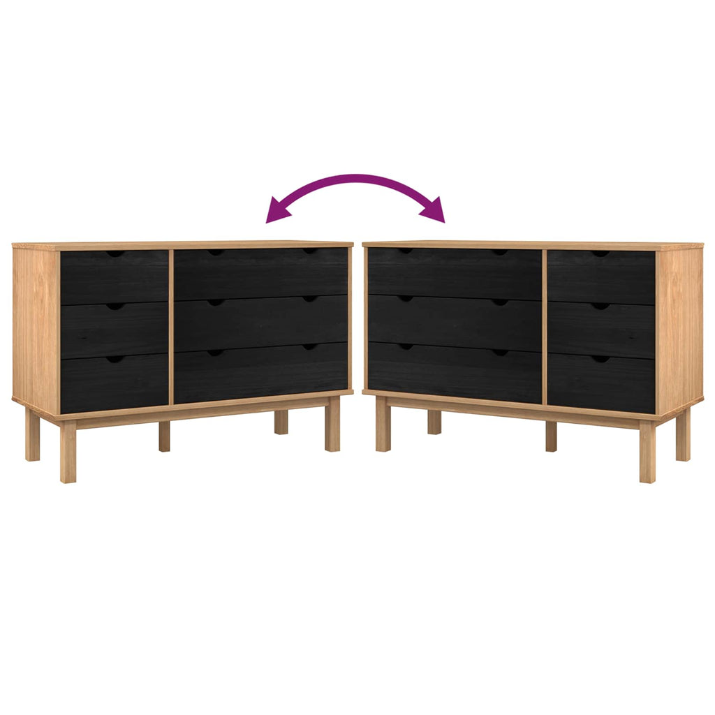 Schubladenschrank mit Speicher OTTA Schwarz 111 x 43 x 73,5 cm