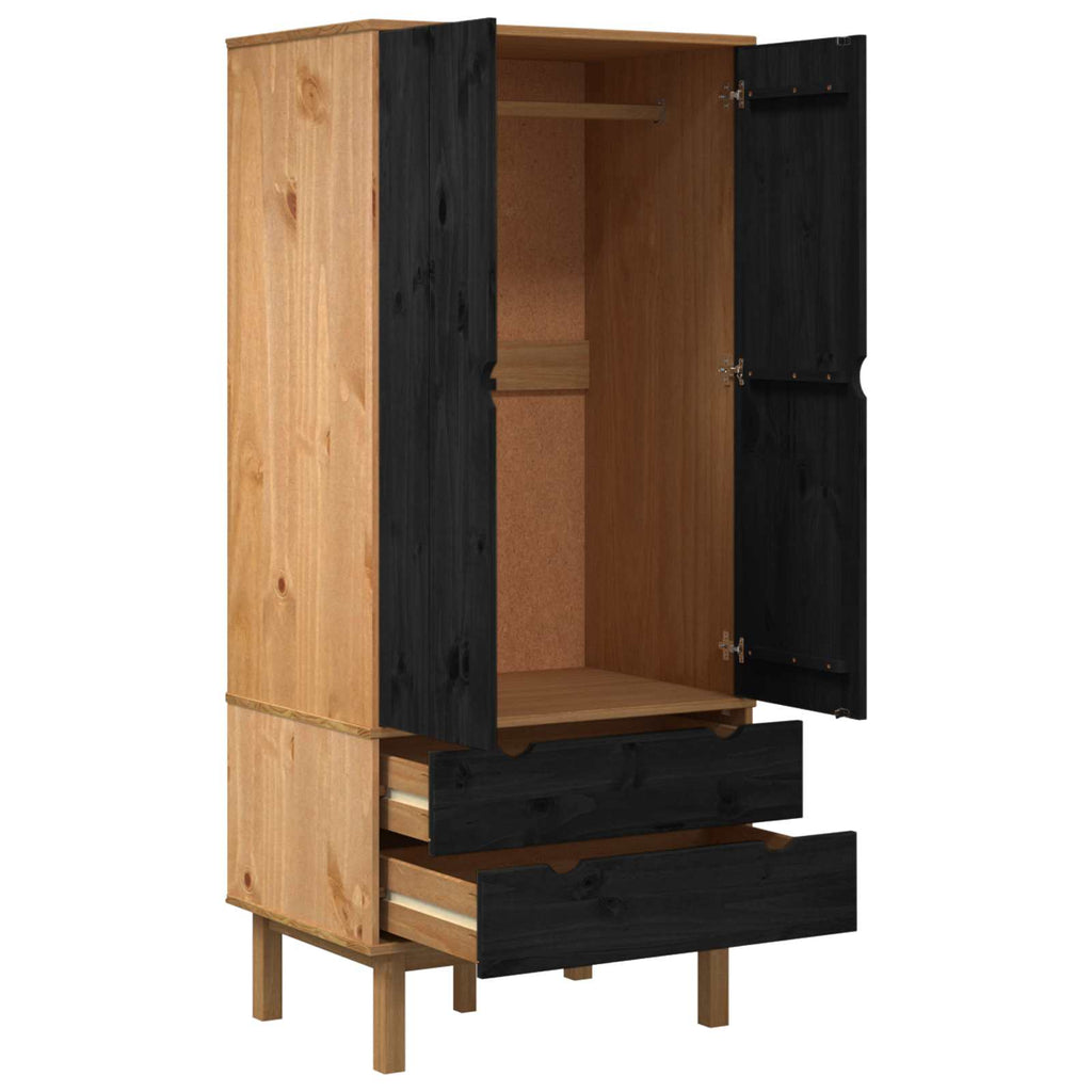 Kleiderschrank mit Schubladen OTTA Schwarz 76,5 x 53 x 172 cm