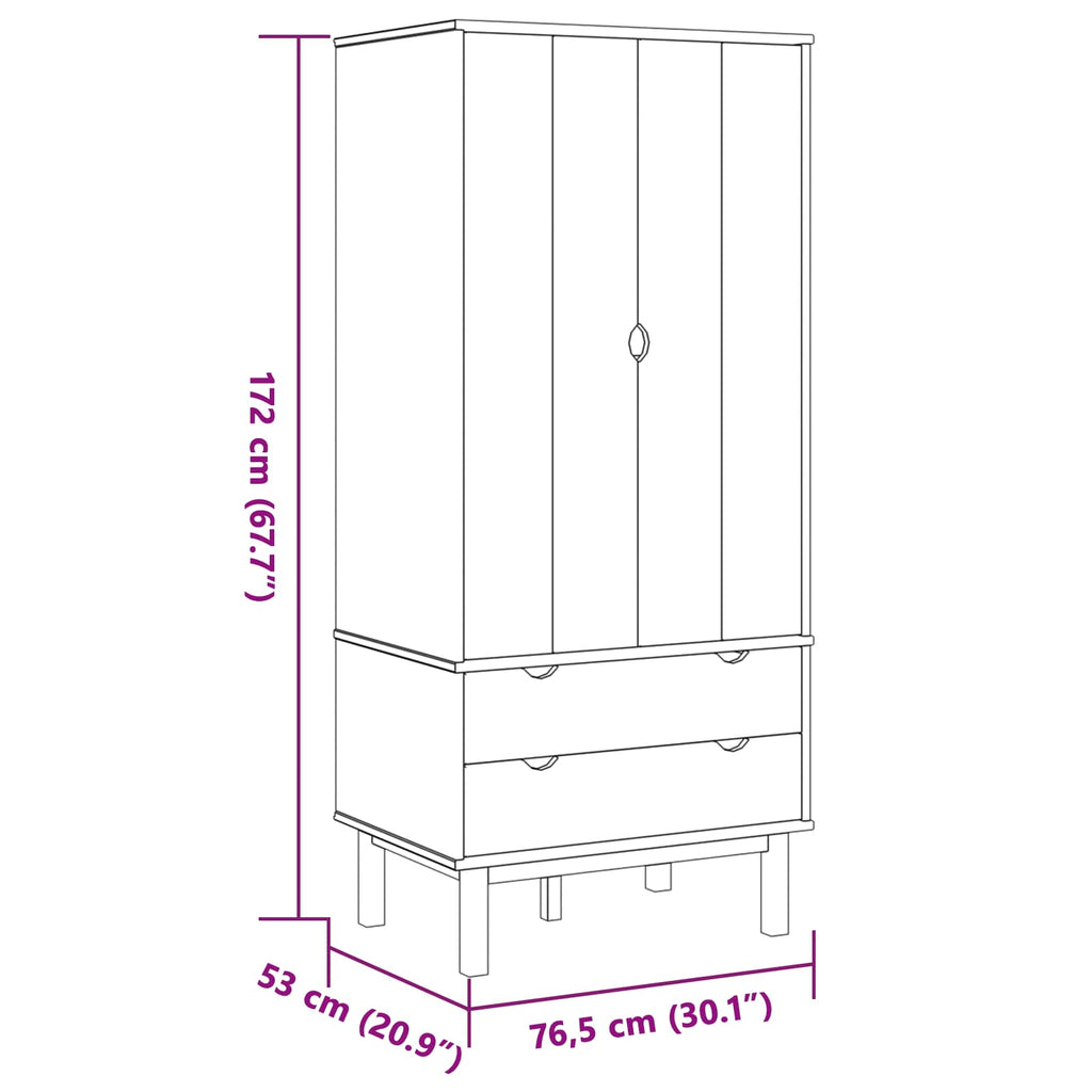 Kleiderschrank mit Schubladen OTTA Schwarz 76,5 x 53 x 172 cm