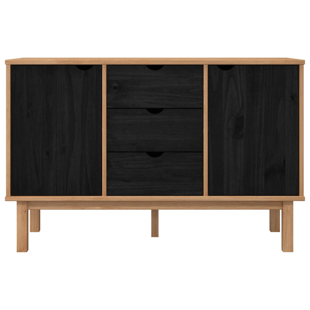 Sideboard OTTA Schwarz 113,5 x 43 x 73 cm Massives Kiefernholz