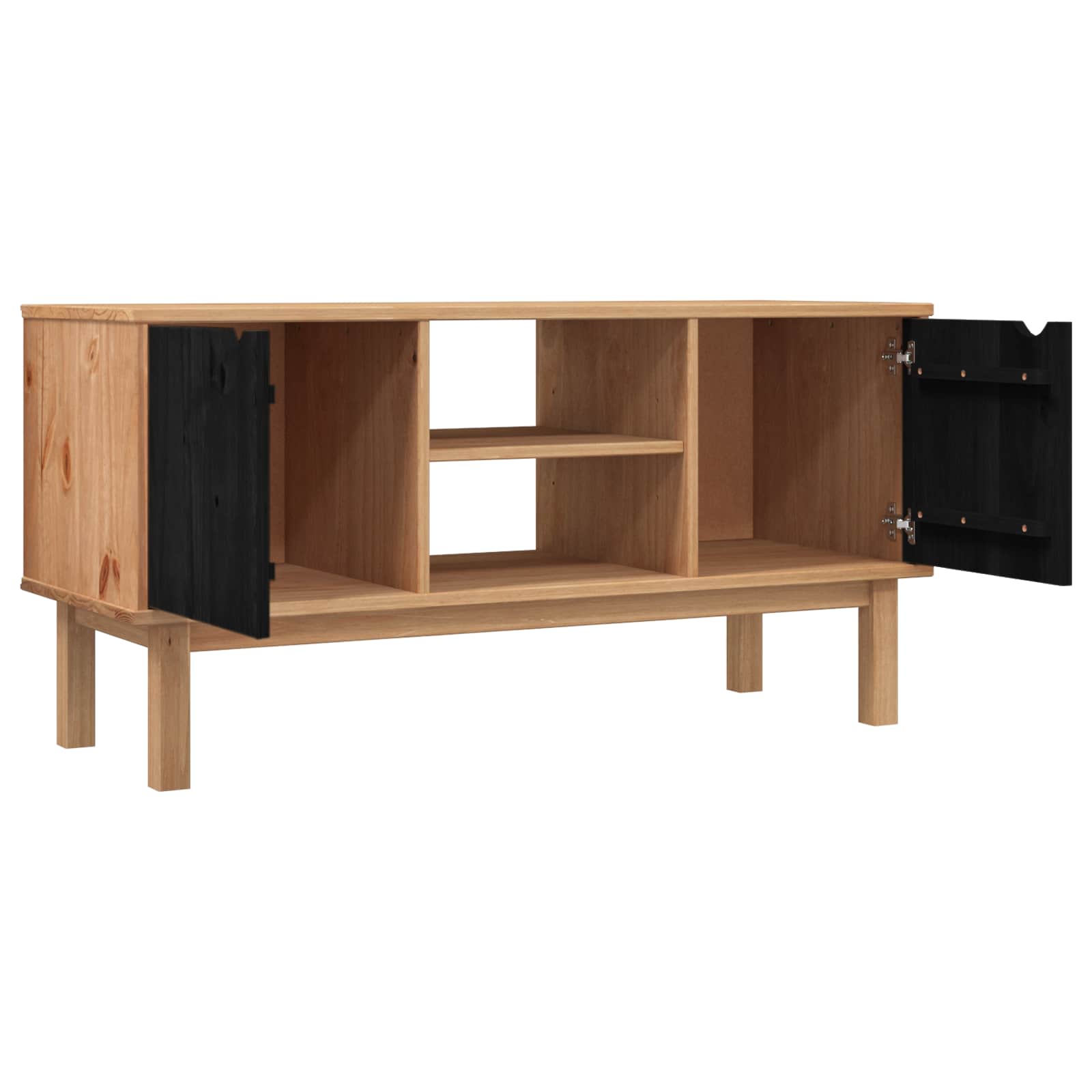 TV-Ständer OTTA 113,5 x 43 x 57 cm Schwarz Massives Kiefernholz