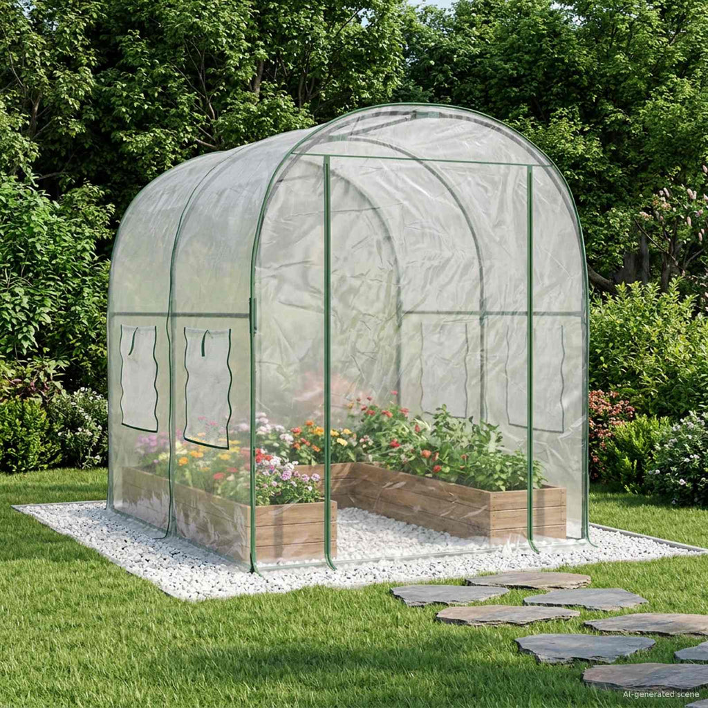 Gewächshaus mit Rahmen 160 x 200 x 192,5 cm PVC Transparent