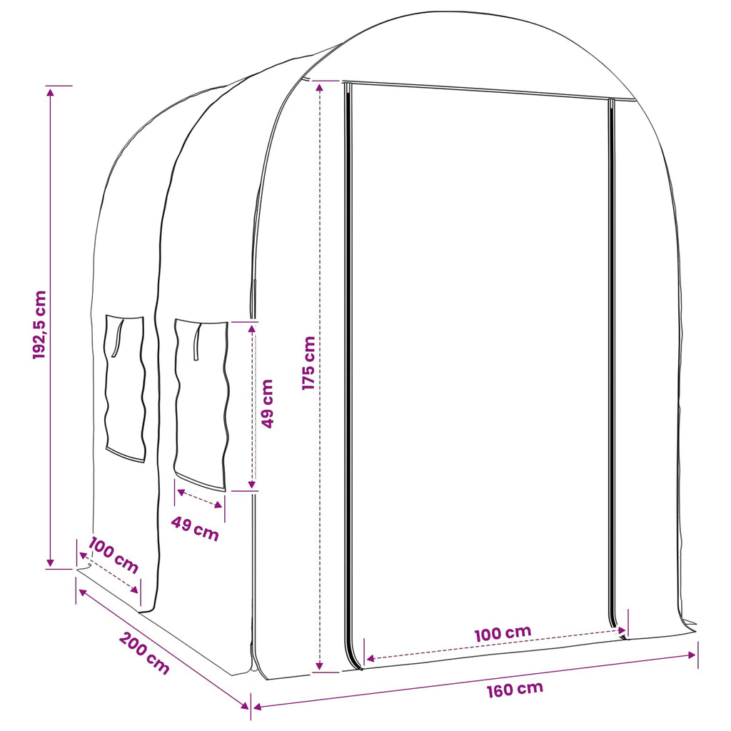 Gewächshaus mit Rahmen 160 x 200 x 192,5 cm PVC Transparent