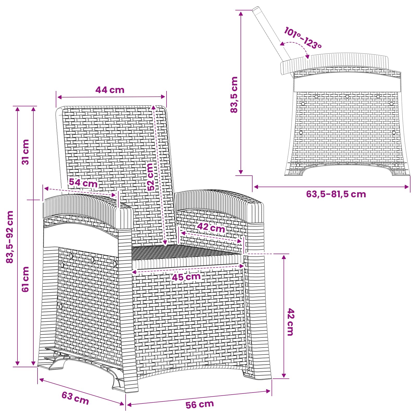 Liegesessel Garten Rattan-Optik Braun PP