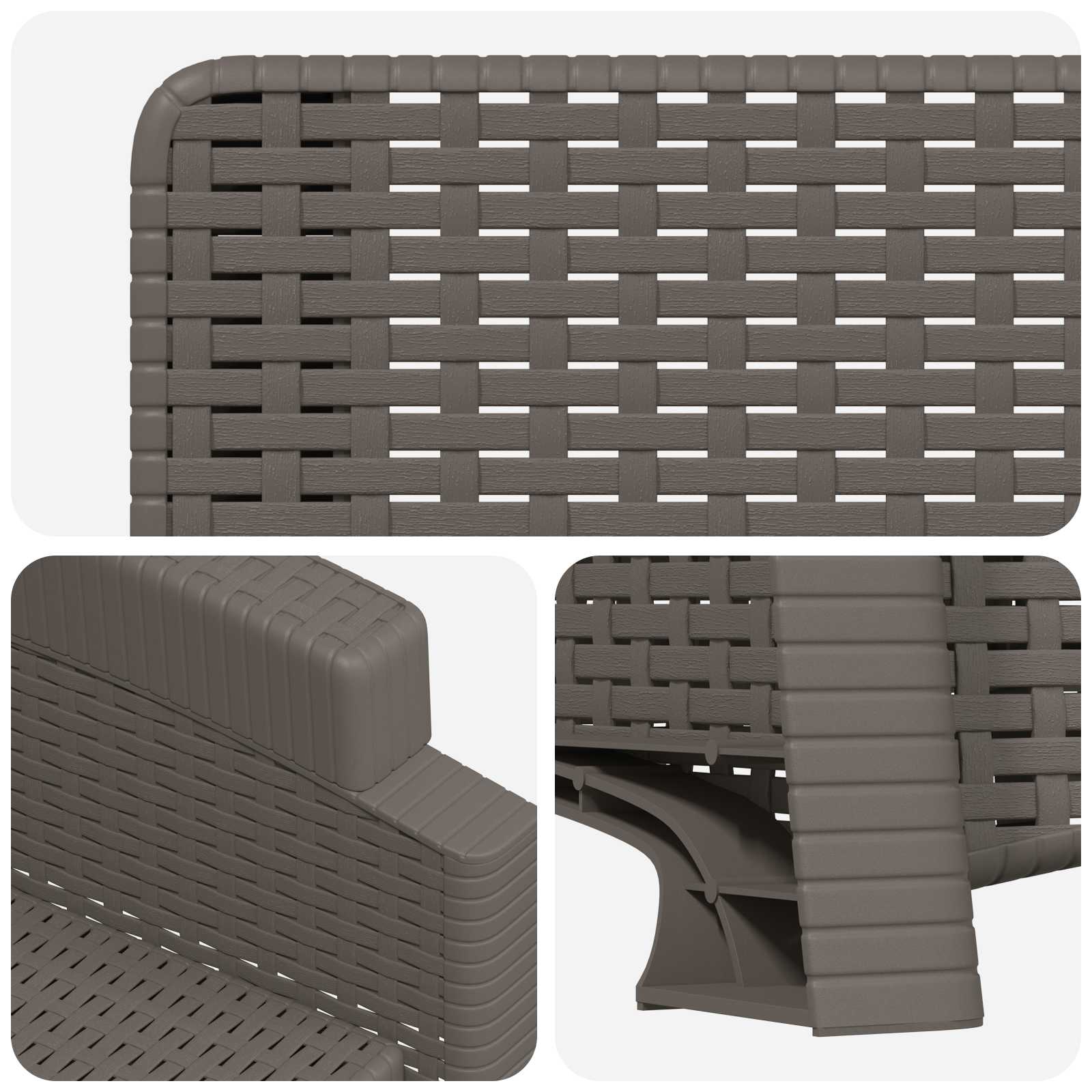 Liegesessel Garten Rattan-Optik Hellgrau PP