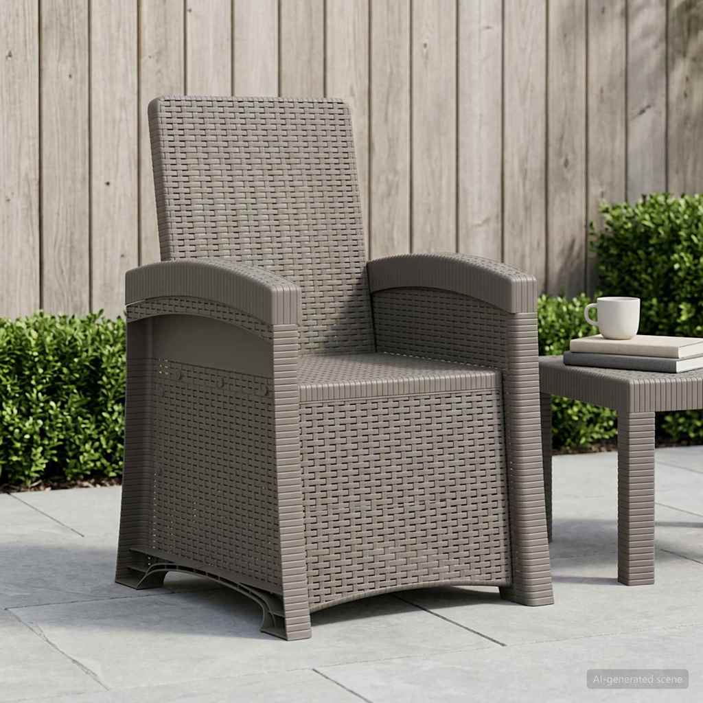Liegesessel Garten Rattan-Optik Hellgrau PP