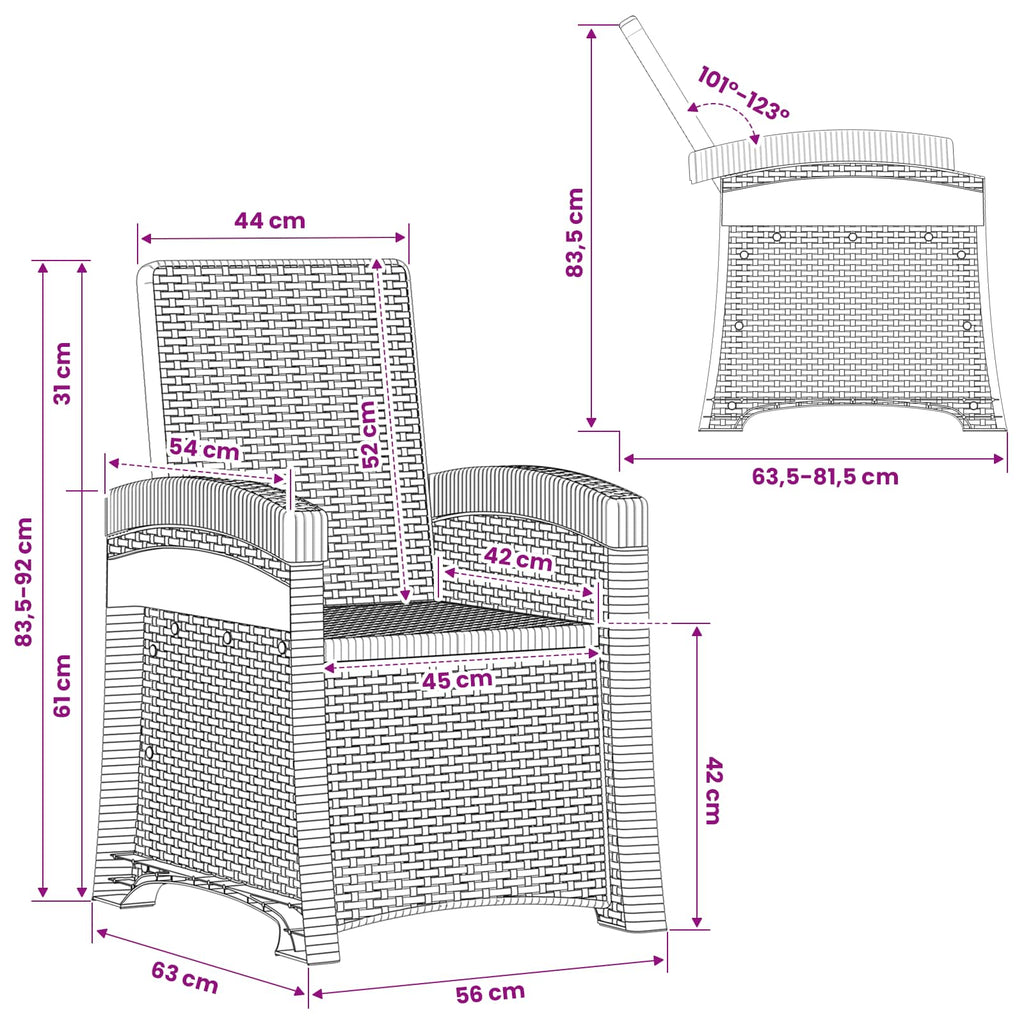 Liegesessel Garten Rattan-Optik Hellgrau PP