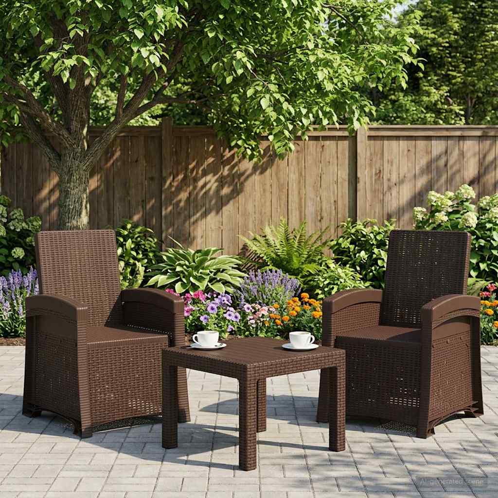 Liegesessel Garten Rattan-Optik 2 pcs Braun PP