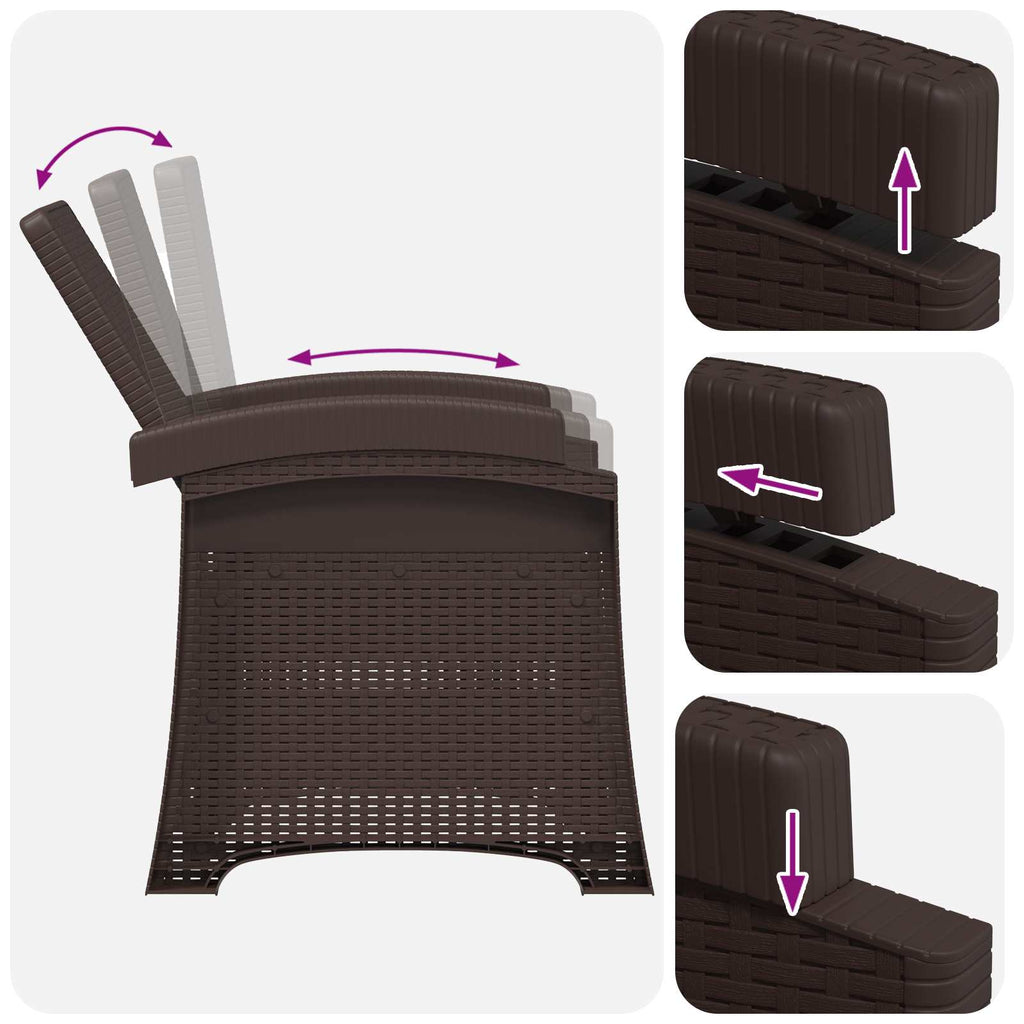 Liegesessel Garten Rattan-Optik Braun und Creme PP