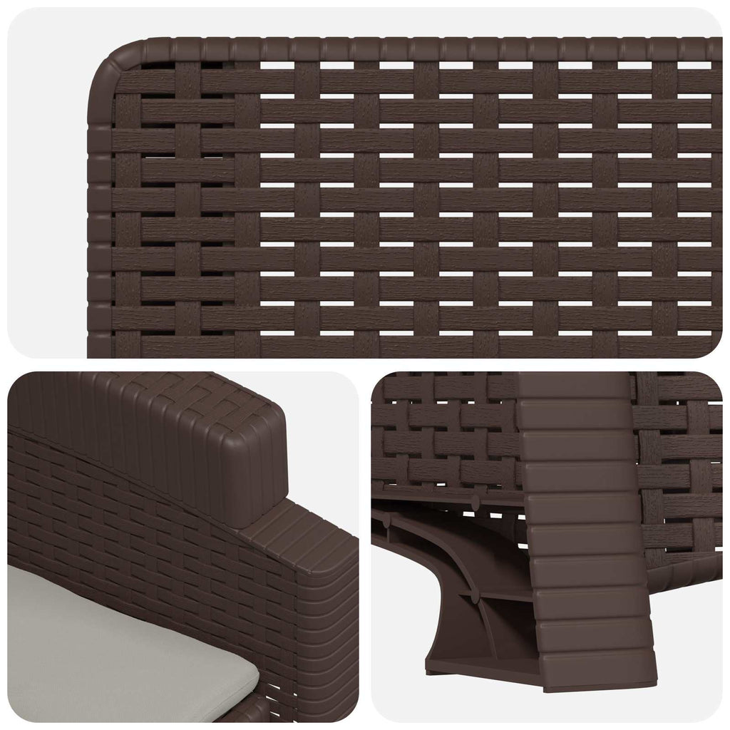 Liegesessel Garten Rattan-Optik Braun und Hellgrau PP