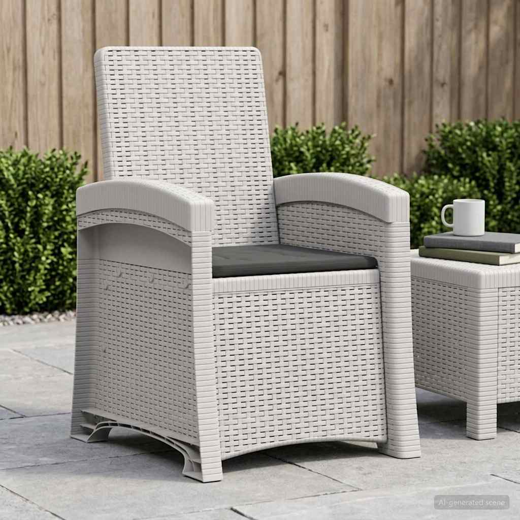 Liegesessel Garten Rattan-Optik Weiß und Anthrazit PP