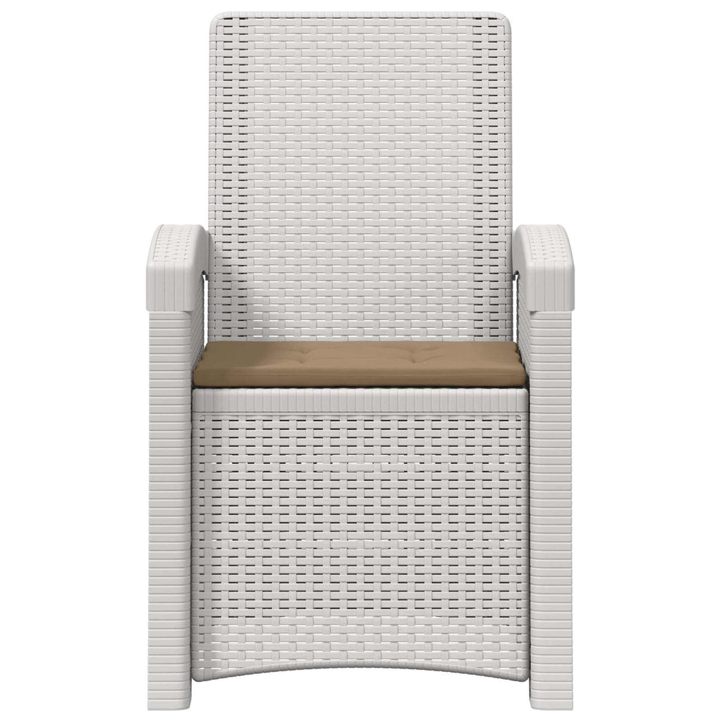 Liegesessel Garten Rattan-Optik Weiß und Taupe PP