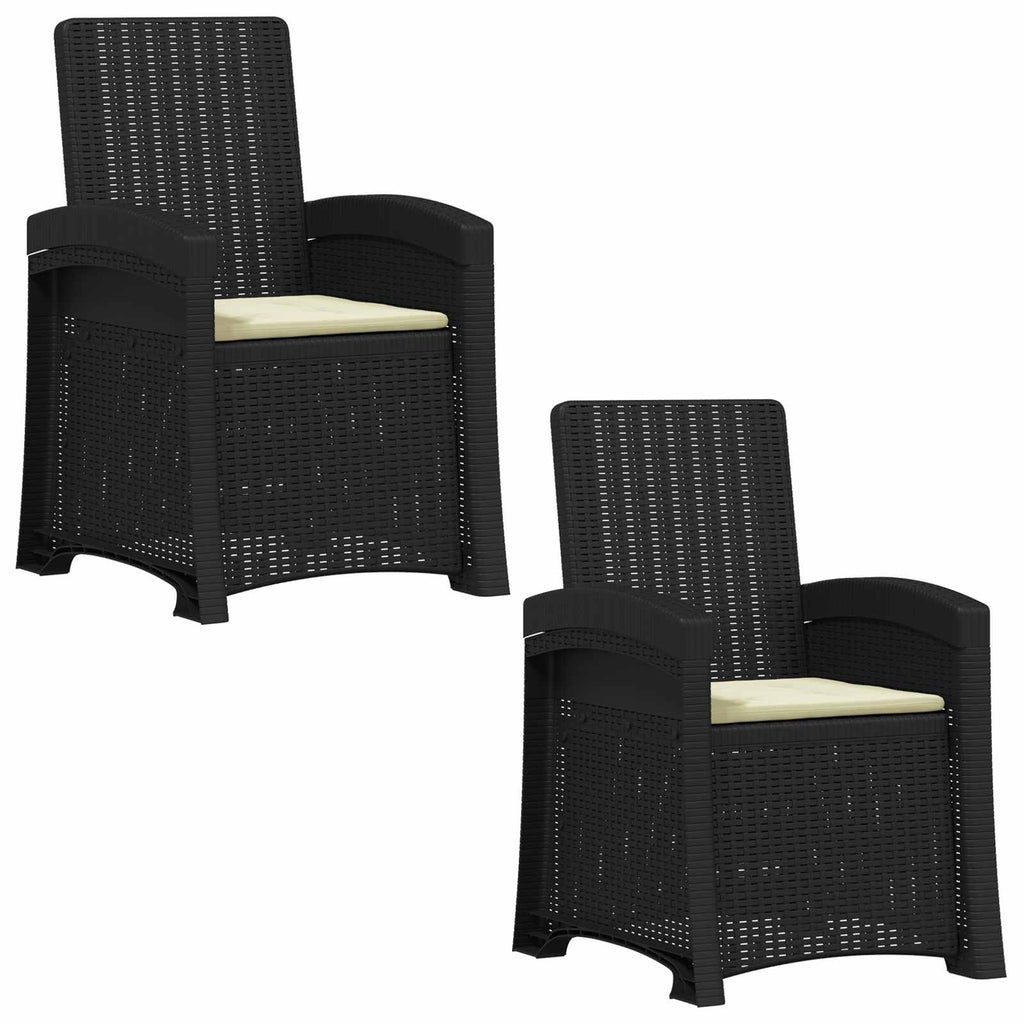 Liegesessel Garten Rattan-Optik 2 pcs Anthrazit und Creme PP