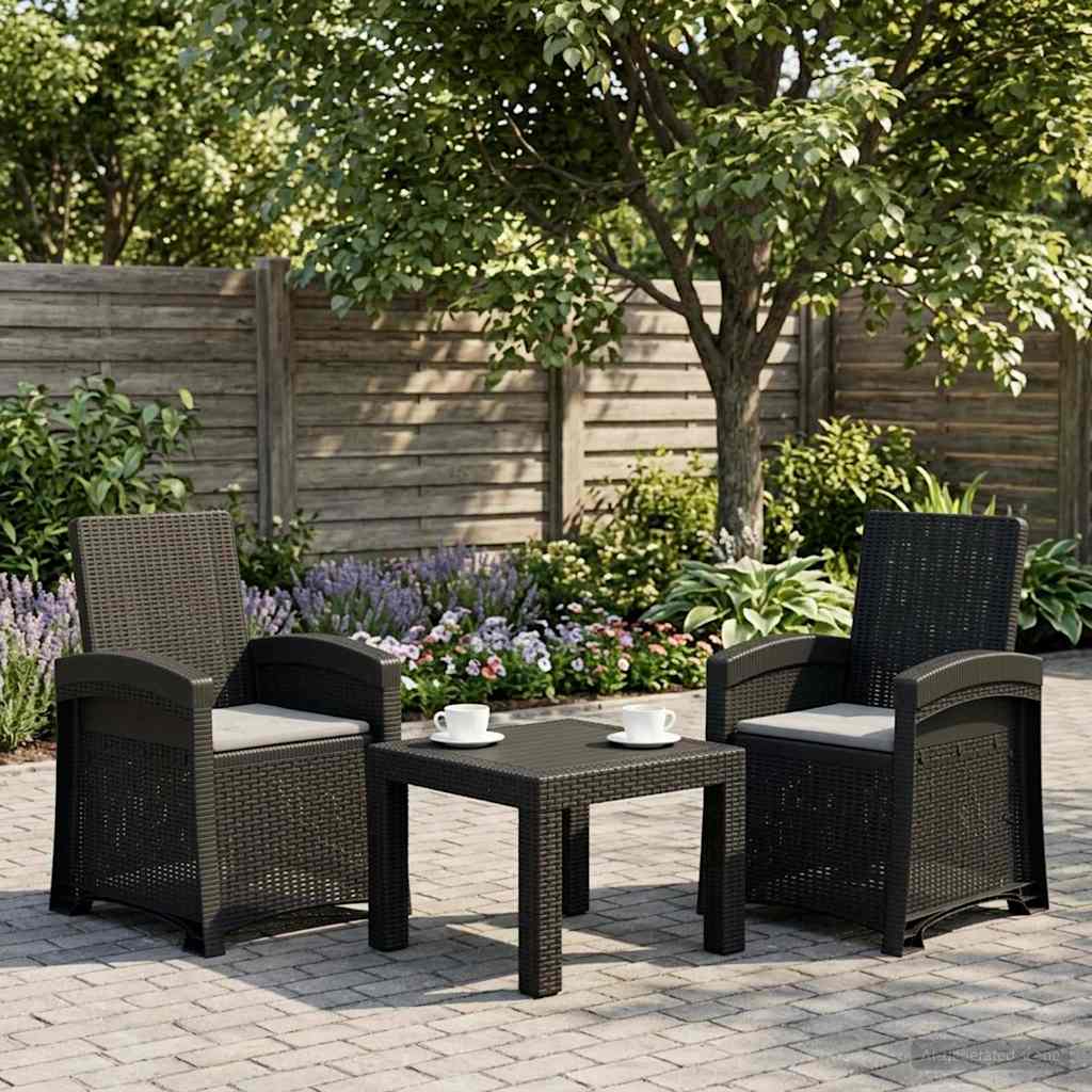 Liegesessel Garten Rattan-Optik 2 pcs Anthrazit und Hellgrau PP