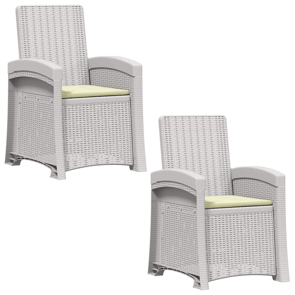 Liegesessel Garten Rattan-Optik 2 pcs Weiß und Creme PP