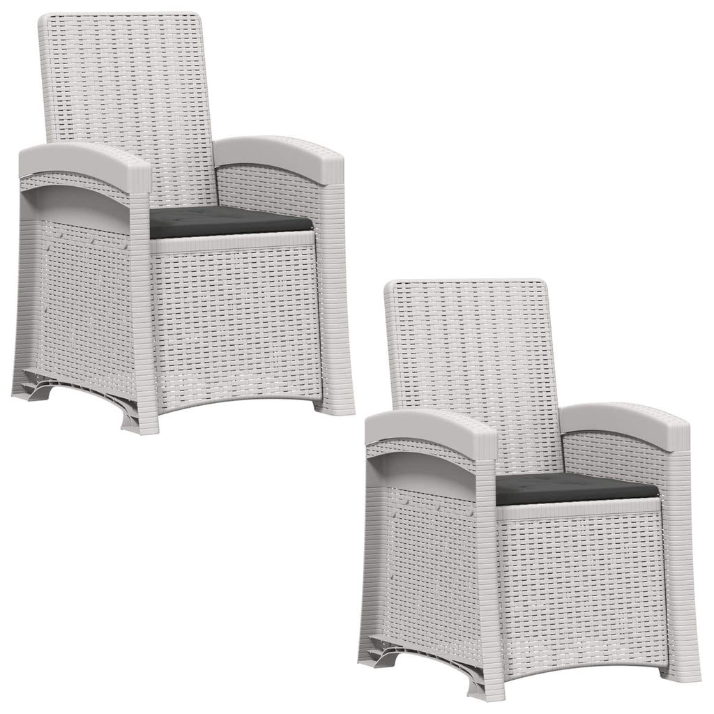Liegesessel Garten Rattan-Optik 2 pcs Weiß und Anthrazit PP