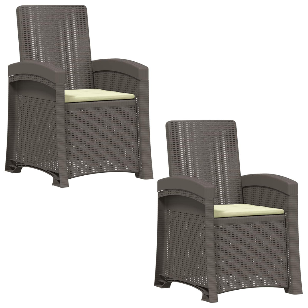 Liegesessel Garten Rattan-Optik 2 pcs Hellgrau und Creme PP