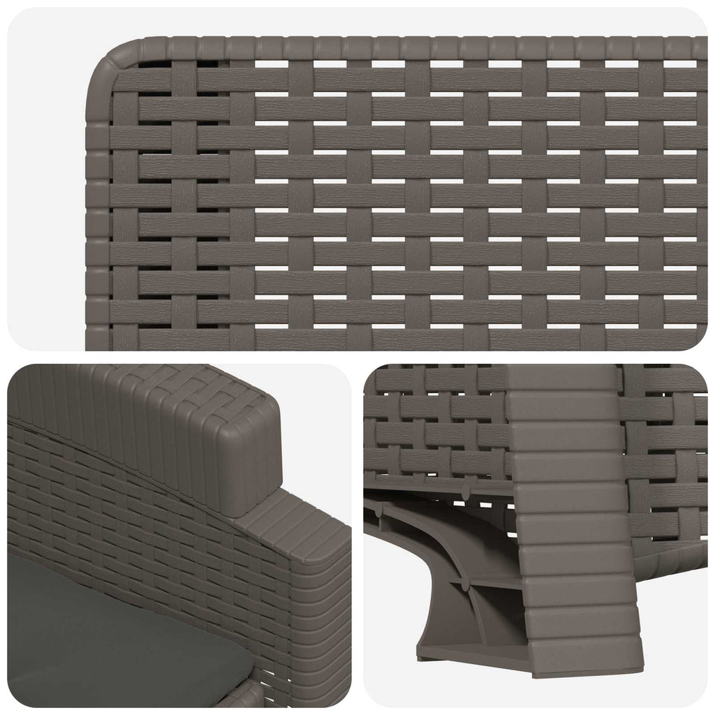 Liegesessel Garten Rattan-Optik 2 pcs Hellgrau und Anthrazit PP
