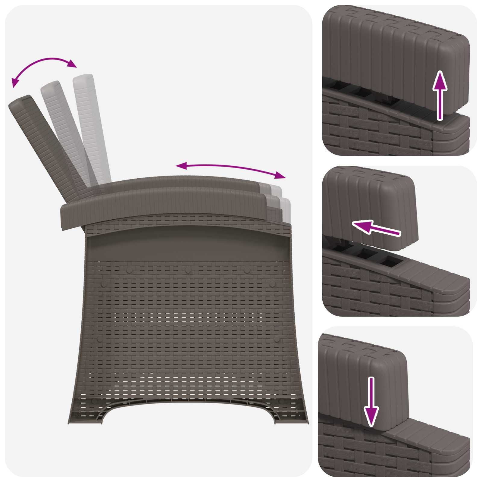 Liegesessel Garten Rattan-Optik 2 pcs Hellgrau und Anthrazit PP
