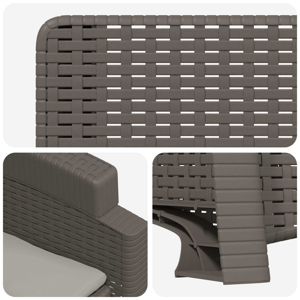 Liegesessel Garten Rattan-Optik 2 pcs Hellgrau PP